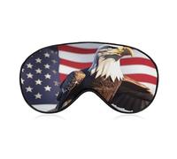 Bald Eagle with American Flag Sleep Mask Light Block-Out Eye Mask for Side Sleeper Pressure-Free Soft Night Blindfold with Adjustable Strap Breathable Sleep Eye Cover for Travel
