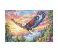 Bald Eagle with Birds in Floral Forest 1000 Piece Jigsaw Puzzle for Adults Teens Game Room Decor Fun Challenge Whimsical Design for Game Lovers 1000 PCS