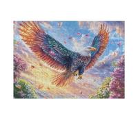 Bald Eagle with Colorful Wings Among Blossoms 300 Piece Pack Classic Jigsaw Puzzle Couple Puzzle Partners Ultra Difficult Wall Decor Easter New Year Creativity & Gift Giving 300 PCS