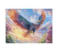 Bald Eagle with Colorful Wings Among Blossoms 500 Piece Count Premium Jigsaw Puzzle For Adults Teens 14+ Concentration Training Indoor Game Family Game Night Creativity Gift Giving 500 PCS