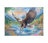 Bald Eagle with Fish on River near Forest 500 Piece Jigsaw Puzzle for Adults Jigsaw Home Studio Decor Stress Relief Challenge Perfect Holiday Present Relaxation Tool 500 PCS