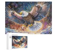 Bald Eagle with Prey in Starry Night 300 Piece Jigsaw Puzzle for Family Living Room Activity Teamwork Skill Gift for Family Time 300 PCS