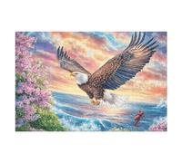 Bald Eagle with Red Scorpion And Pink Blossoms 1000 Pc Classic Jigsaw Puzzle Puzzle for Adults Hard Challenging Hobby Home Decor Poster Sturdy Creativity & Gift Giving 1000 PCS