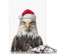 Bald Eagle with Santa Hat Puzzle Jigsaws 300 Pieces for Adults Puzzles 300 Piece Unique Home Decor And Gifts 1000pcs (75x50cm)