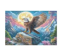 Bald Eagle with Sword Under Full Moon 1000 Piece Jigsaw Puzzle for Adults Jigsaw Puzzle Lover Must Have Family Activity Colourful Design Ideal Birthday Present 1000 PCS