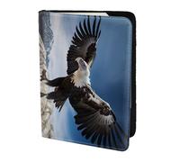Bald eagle2 print Leather Card Case Travel Accessories Passport Holder Cover Wallet for Women Men, Black, One Size