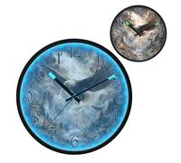 Bald Eagled Thunderstorm over Forest Night Light Wall Clock LED Wall Clocks Silent Battery-Operated Glow in The Dark Large Digital Display for Bedroom Living Room Kitchen, 12 Inch