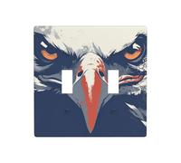 Bald Eagle'S Face Double Gang Toggle Light Cover Wall Plate Switch Decor Standard Size - 11.4x11.4cm