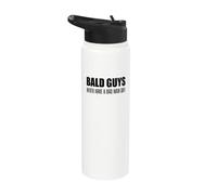 Bald Guys Never Have A Bad Hair Day Funny Stainless Steel Insulated Water Bottle