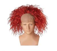 Bald Head Funny Wig, Light Green Curly Wig with Bald Cap, Women Black Short Curly Rocker Fluffy Afro Wig, Halloween Party Cosplay Anime Costume Wig