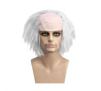 Bald Head Funny Wig, Light Green Curly Wig with Bald Cap, Women Black Short Curly Rocker Fluffy Afro Wig, Halloween Party Cosplay Anime Costume Wig