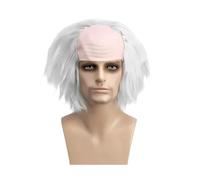 Bald Head Funny Wig, Light Green Curly Wig with Bald Women Black Short Fluffy Afro Curly Co Halloween Party Rocker Wig,