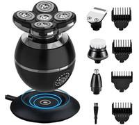 Bald Head Shaver 5 in 1 Waterproof IPX7 Electric Beard Trimmer with 5 Rotating Heads, Men's Zero Hair Shaver with LED Display Electric Hair Clipper for Nose Ears Body Face