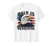 Bald Is Beautiful 4th of July American Flag USA Bald Eagles T-Shirt