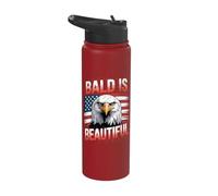 Bald is Beautiful American Flag Bald Eagle Stainless Steel Insulated Water Bottle