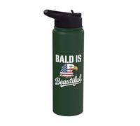 Bald is Beautiful American Flag Bald Eagle Stainless Steel Insulated Water Bottle