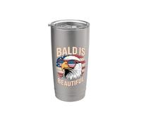 Bald is Beautiful Cool Eagle Stars Stripes Patriotic Look Stainless Steel Insulated Tumbler
