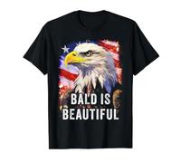 Bald is Beautiful - Epic American Flag USA with Eagle Value Graphic T-Shirt, Men, Black, M