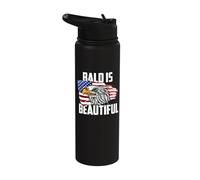 Bald is Beautiful July 4th Eagle Patriotic American Flag USA Stainless Steel Insulated Water Bottle