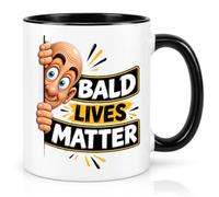 Bald Lives Matter Coffee Mug - 11oz Ceramic Cup in White, Black Accent & Magic Reveal - Funny Bald Guy Humor Graphic - Novelty Sarcastic Gag Tea Cup for Men, Dad, Husband & Office