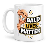 Bald Lives Matter Coffee Mug - 11oz Ceramic Cup in White, Black Accent & Magic Reveal - Funny Bald Guy Humor Graphic - Novelty Sarcastic Gag Tea Cup for Men, Dad, Husband & Office