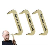 Bald Man Comb 6x16cm Funny Wooden Hairless Combing Brush,Humorous Toothless Comb Blad Man Gag,Funny Prank Grooming Tools,For Father Husband Friends Coworkers Birthday April Fools Travel Party (A, 3PC)