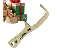 Bald Man Comb, Joke Presents For Men, Novelty Wooden Hairless Toothless Comb Buffer Bold Head Polish Shiner Hair Brush for Daily Travel Home Party Father Husband Birthday Christmas