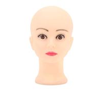 Bald Mannequin Head PVC Soft Delicate Realistic 3D Eyeballs Eyelashes Universal Bracket Interface for Makeup Wig Hat Display Practice Massage Beauty Hairdressing