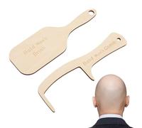 Bald Mans Comb - Head Scraper, Single Piece Laughing Device For Lighthearted Joking, Hairless Instrument With Engraved Wooden Handle, Novelty Humor Items, Gag Implement For Office Jest