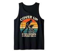 Bald Papa COVER UP EYES DOWN PUSH ON Funny Paternity Tank Top