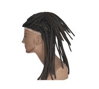 Bald Spot Hairpiece Full Lace Base Afro Dreadlock Extensions Toupee for Men and Women 0.6cm Loc Human Hair(1B,12 inch)