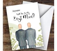 Bald White Bald White Will You Be My Best Man Personalised Wedding Card - Personalised Wedding Card, Will You Be Our - Bridesmaid, Usher, Best Man, Flower Girl, Maid Of Honour