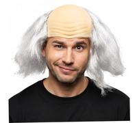 Bald Wig, Hilarious Bald Cap With Hair On The Sides, Grayish White | Hilarious realistic bald design, suits old man/grandma costumes, lightweight comfort, great for Halloween & parties