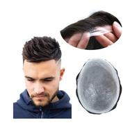 Bald wig Men Toupee Indian Human Hair Wigs Thin Skin Human Remy Hair Wigs With Knots Invisible Hairline Indian Hair System Units Wigs for men(7x9)