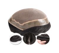 Bald wig Men's Capillary Prosthesis Fine Mono Indian Remy Human Hair Wigs Durable Mono PU Male Toupee Natural Hair Replacement Black Brown Hair Wigs for men(Brown,6x9)