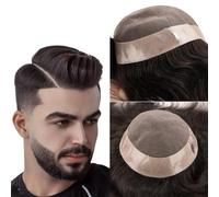 Bald wig Men's Capillary Prosthesis Toupee for Men Fine Mono Men Toupee Human Hair Replacement System Hair Wigs Wigs for men(Black,5x7)