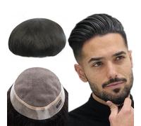 Bald wig Men's Hair Wigs Human Hair Toupee for Men Indian Human Remy Hair System Units Natural Human Hair Replacements Wigs for men(Brown,7x9)