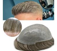 Bald wig Toupee Hair for Men 0.06-0.08MM Poly Skin Hair Prosthesis Human Hair Men's Toupee Durable Knots Skin Base Full PU Hair System Wigs for men(Light Brown,7x10)