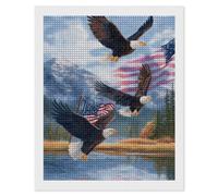 Baldeagles U.S.A. Flag River Mountain Adults Diamond 5D Painting Kit Square Drill DIY Art Craft Wall Decor