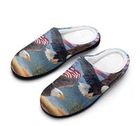 Baldeagles U.S.A. Flag River Mountain Women's Warm Slippers Non-Slip Rubber Cotton Winte Shoes for Indoor Outdoor