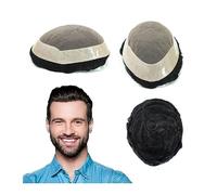 Baldness Cover Wig Durable Fine Mono Hairpieces Male Hair Prosthesis 6" Remy Human Hair Men's Toupee #1B Black Hair Replacement Systems 130% Denstiy Men's Toupee Toupee(7x9)