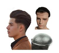 Baldness Cover Wig Male Human Hair Prosthesis Units 0.04mm Thin Skin Hairpieces 8x10" PU Base Men's Toupee Hair Replacement System 110% Density #2 Dark Brown Toupee
