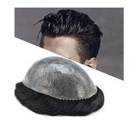 Baldness Cover Wig Men's Toupee 0.1-0.12mm Full Poly Skin PU Injection Human Hair Hairpiece Replacement System Toupee for Men Jet Black Mens Toupee Hair Unit Toupee(6 inches 110%,8x10)