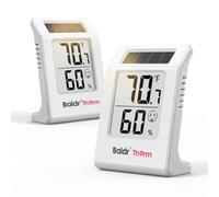 BALDR 2-Pack Digital Hygrometer Thermometer, Solar Humidity Monitor(White)
