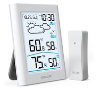 BALDR Indoor Outdoor Thermometer Wireless with Atomic Clock, Battery Powered Weather Station Indoor Outdoor with WWVB, Portable Outside Temperature Monitor for Home, Patio