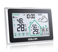 BALDR Wireless Weather Station with Outdoor Sensor, DCF Radio Clock, Indoor-Outdoor Thermometer, Hygrometer, 3-Sensor Support, Weather Forecast, Battery Operated
