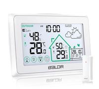 BALDR Wireless Weather Station with Outdoor Sensor, Digital DCF Radio Clock, Indoor and Outdoor Thermometer, Hygrometer with Weather Forecast, Wireless Thermometer with Battery Operated Weather