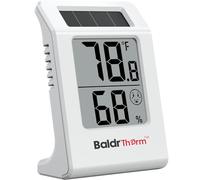 BaldrTherm 2.2'' Digital Thermometer and Hygrometer Meter, Solar-Powered Indoor Temperature Sensor Humidity Monitor, Humidity Gauge for Baby Rooms, Bedrooms, Home, Office, and Wine Cellars, 1Pack