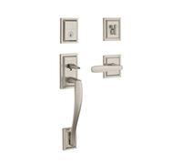 Baldwin Prestige Series Torrey Pines Satin Nickel Single-Cylinder Deadbolt Entry Door Handleset with SmartKey