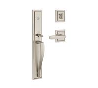 Baldwin Prestige Torrey Pines Low Profile Single Cylinder Full Escutcheon with Torrey Lever Featuring SmartKey in Satin Nickel
